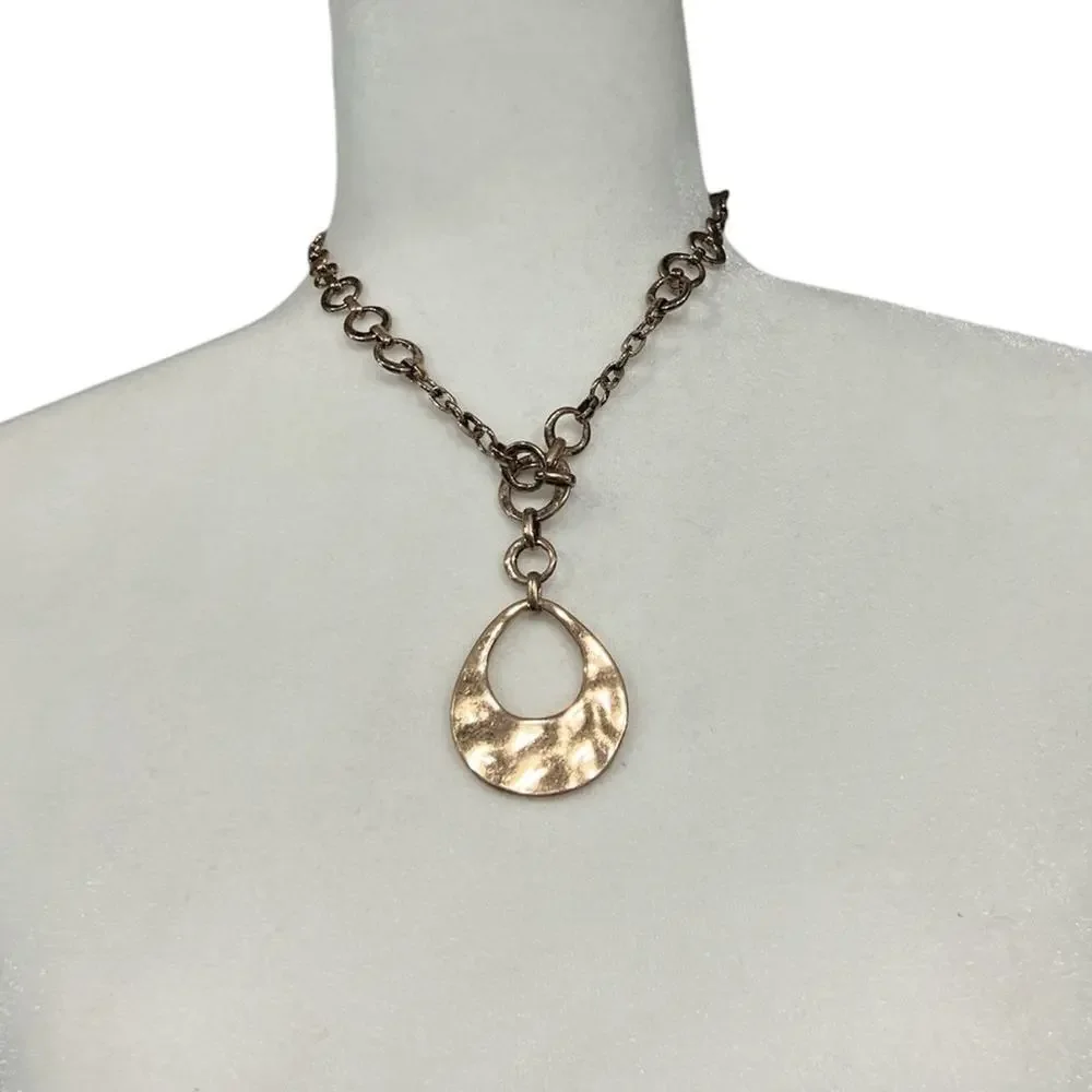 style & co gold tone chain link necklace with pendant 16 1/2” 3” extender